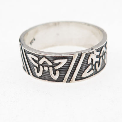925 Sterling Silver Vintage Celtic Knot Oxidized Band Ring Size 13