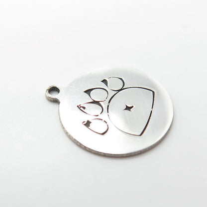 925 Sterling Silver USA Two In Town Paw Charm Pendant