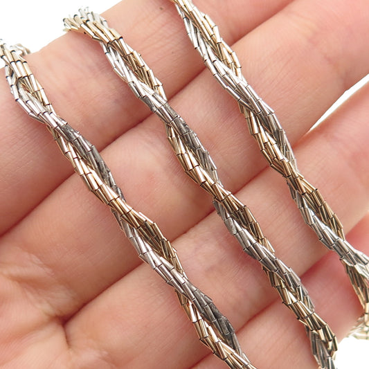 SUNRISE Old Pawn Sterling Silver Gold Filled Vintage Liquid Chain Necklace 28"