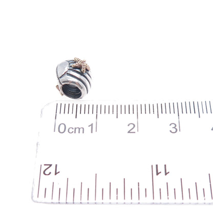 PANDORA 925 Sterling Silver & Gold Starfish Seashell Slide Bead Charm