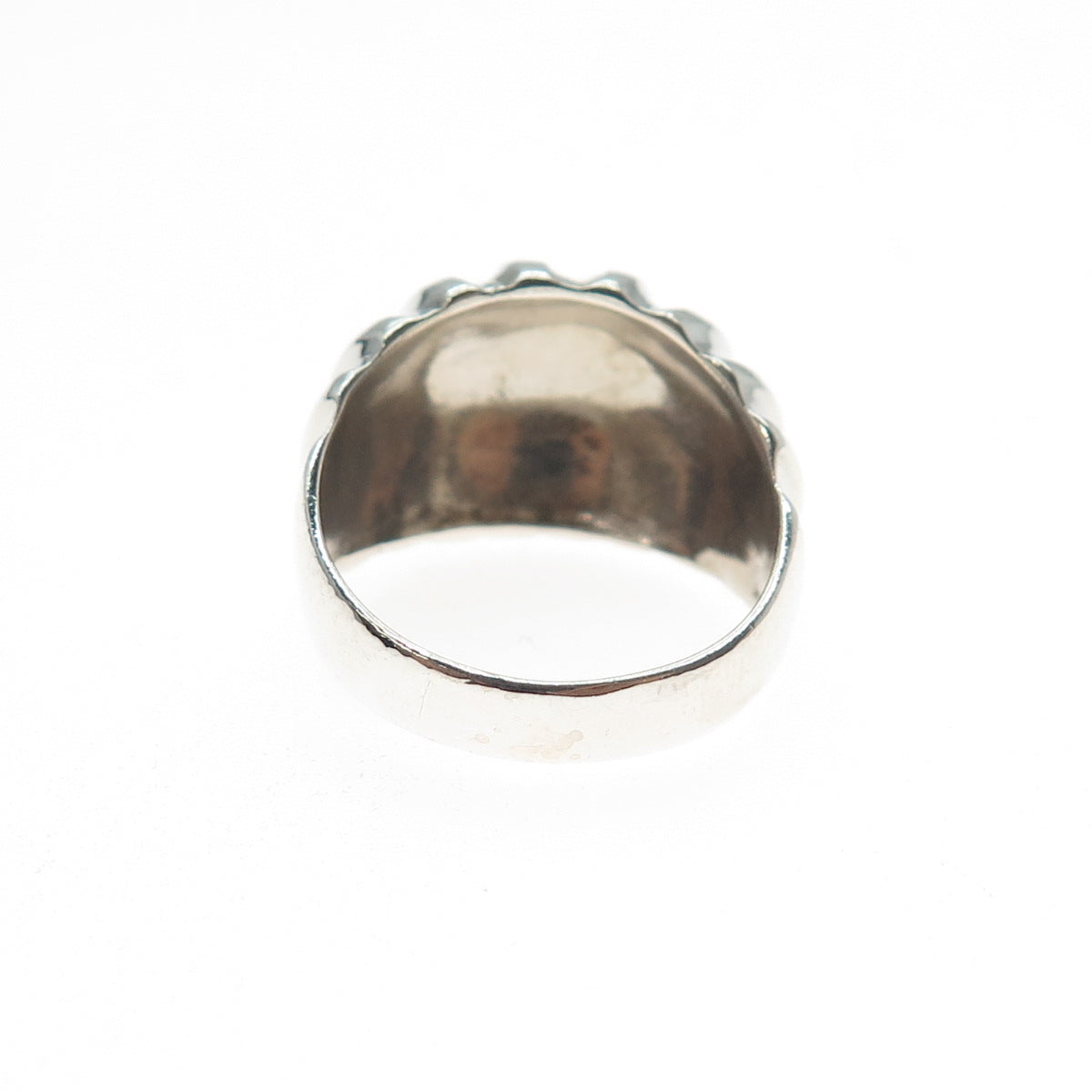 925 Sterling Silver Vintage Modernist Ribbed Dome Ring Size 7.25
