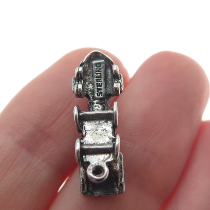 925 Sterling Silver Vintage Steam Train 3D Oxidized Pendant