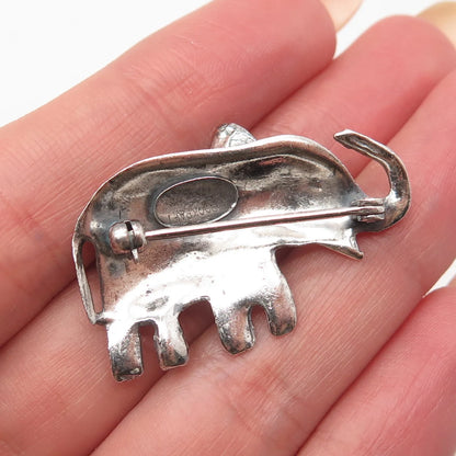 925 Sterling Silver Vintage Brookraft Elephant For Good Luck Pin Brooch