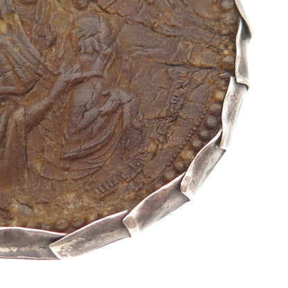 Antique Silver Orthodox Nativity Scene Ladanka Icons Collectible Medal Pendant