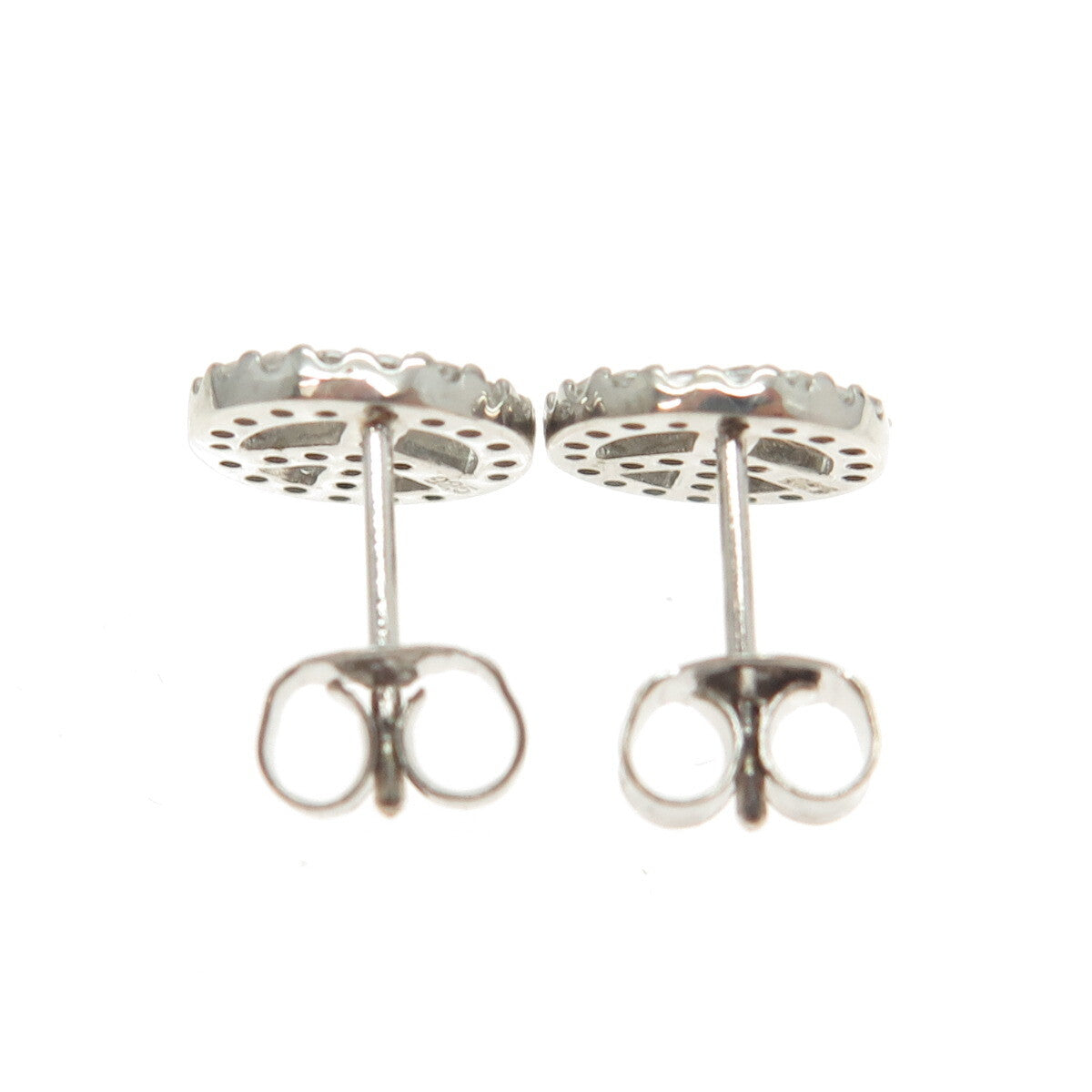 925 Sterling Silver Round-Cut Shaped C Z Symbol of Peace Stud Earrings