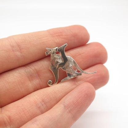925 Sterling Silver Vintage Kangaroo Letter "H" Initial Pin Brooch