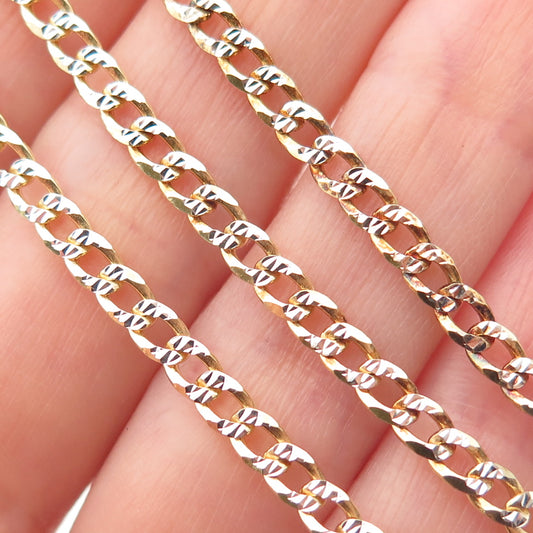 P. LUX 925 Sterling Silver 2-Tone Italy Diamond-Cut Curb Chain Necklace 24"