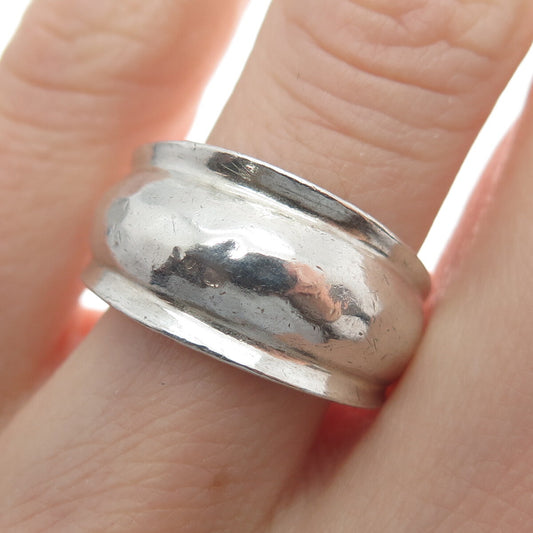925 Sterling Silver Vintage Modernist Hammered Ring Size 8.5