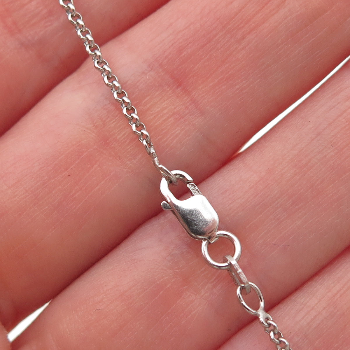 925 Sterling Silver Italy Asscher-Cut C Z Cross Rolo Chain Necklace 16"