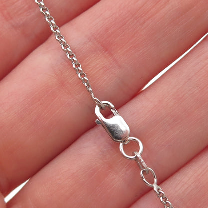 925 Sterling Silver Italy Asscher-Cut C Z Cross Rolo Chain Necklace 16"