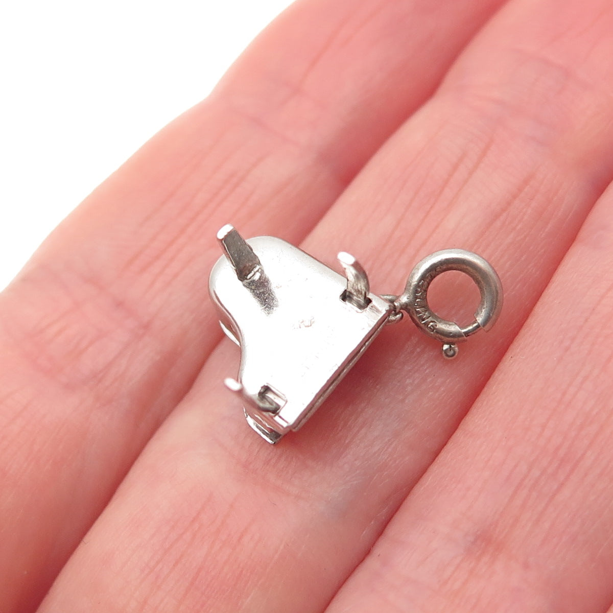 JEWELART Sterling Antique Art Deco Grand Piano Spring Ring Mini Locket Pendant