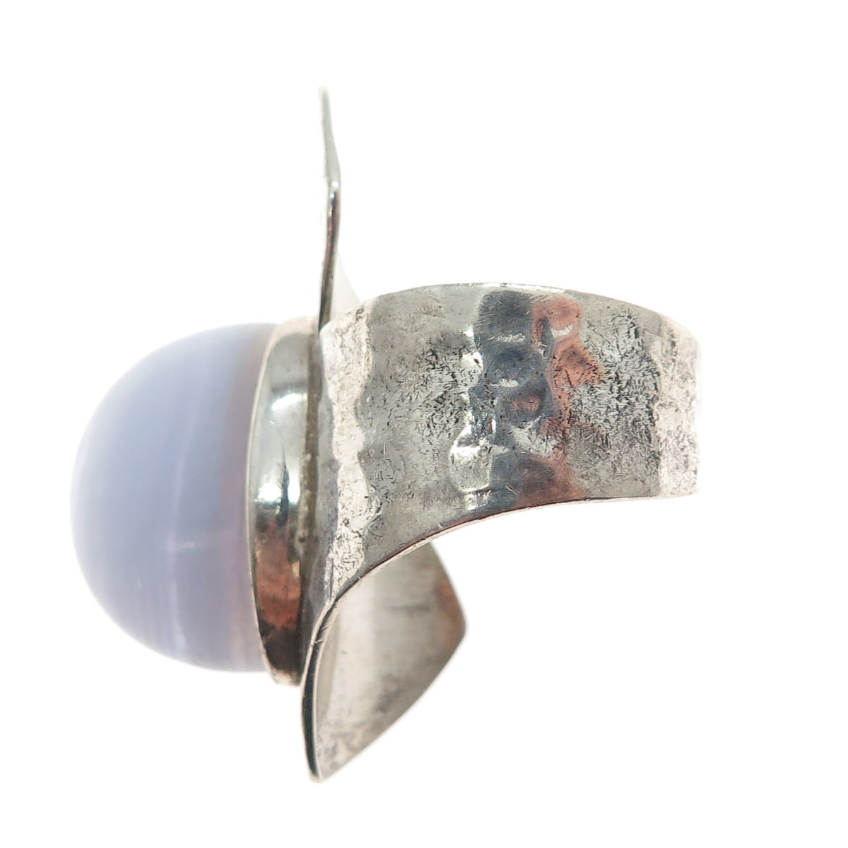 JAY KING DESERT ROSE Sterling Silver Vintage Lace Agate Hammered Ring Size 7.25