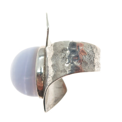JAY KING DESERT ROSE Sterling Silver Vintage Lace Agate Hammered Ring Size 7.25