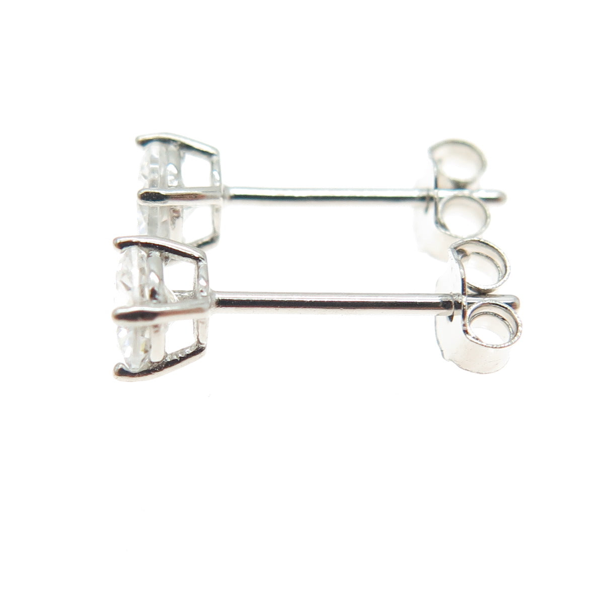 925 Sterling Silver Round-Cut C Z Stud Earrings