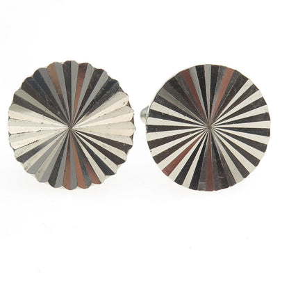 925 Sterling Silver Vintage P.R.K. Modernist Round Cufflinks