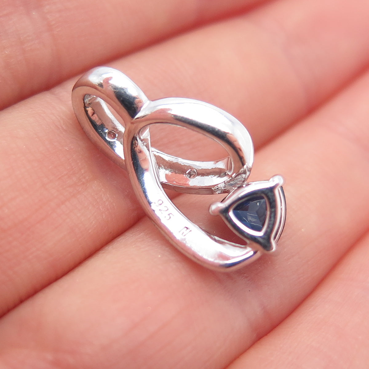 925 Sterling Silver Lab-Created Sapphire & Real White Topaz Slide Pendant