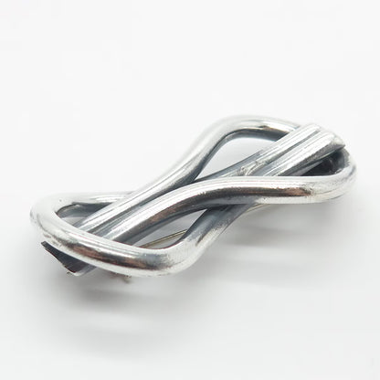 925 Sterling Silver Vintage Mexico Modernist Loop Pin Brooch