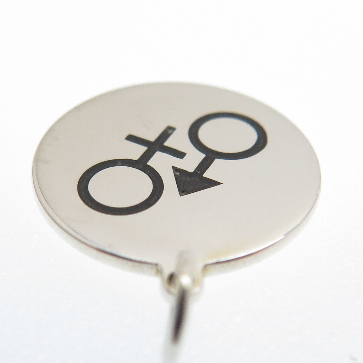 925 Sterling Silver Black Enamel Male & Female Sign Minimalist Charm Pendant