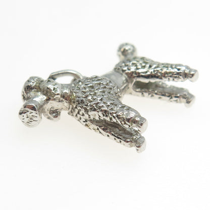 925 Sterling Silver Vintage Poodle Dog 3D Pendant
