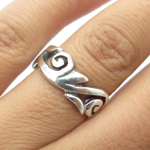 925 Sterling Silver Vintage Swirl Spiral Band Ring Size 7