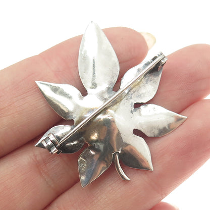 925 Sterling Silver Vintage Real Pearl Floral Pin Brooch