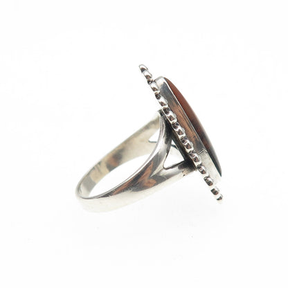 Bell Trading Post Old Pawn Sterling Silver Vintage Agate Beaded Ring Size 5.5