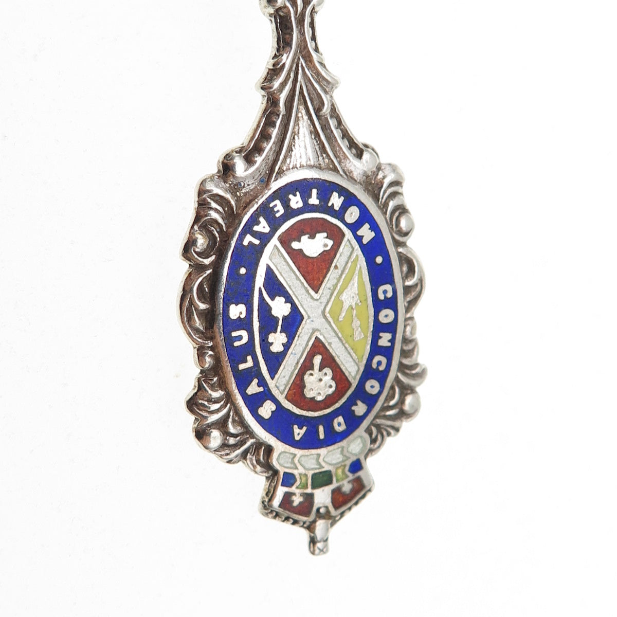 925 Sterling Silver Antique 1901 RH Enamel Montreal Coffee Spoon