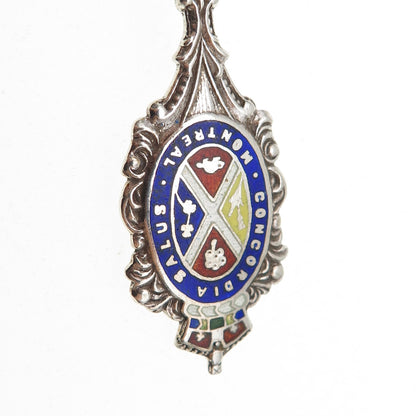 925 Sterling Silver Antique 1901 RH Enamel Montreal Coffee Spoon