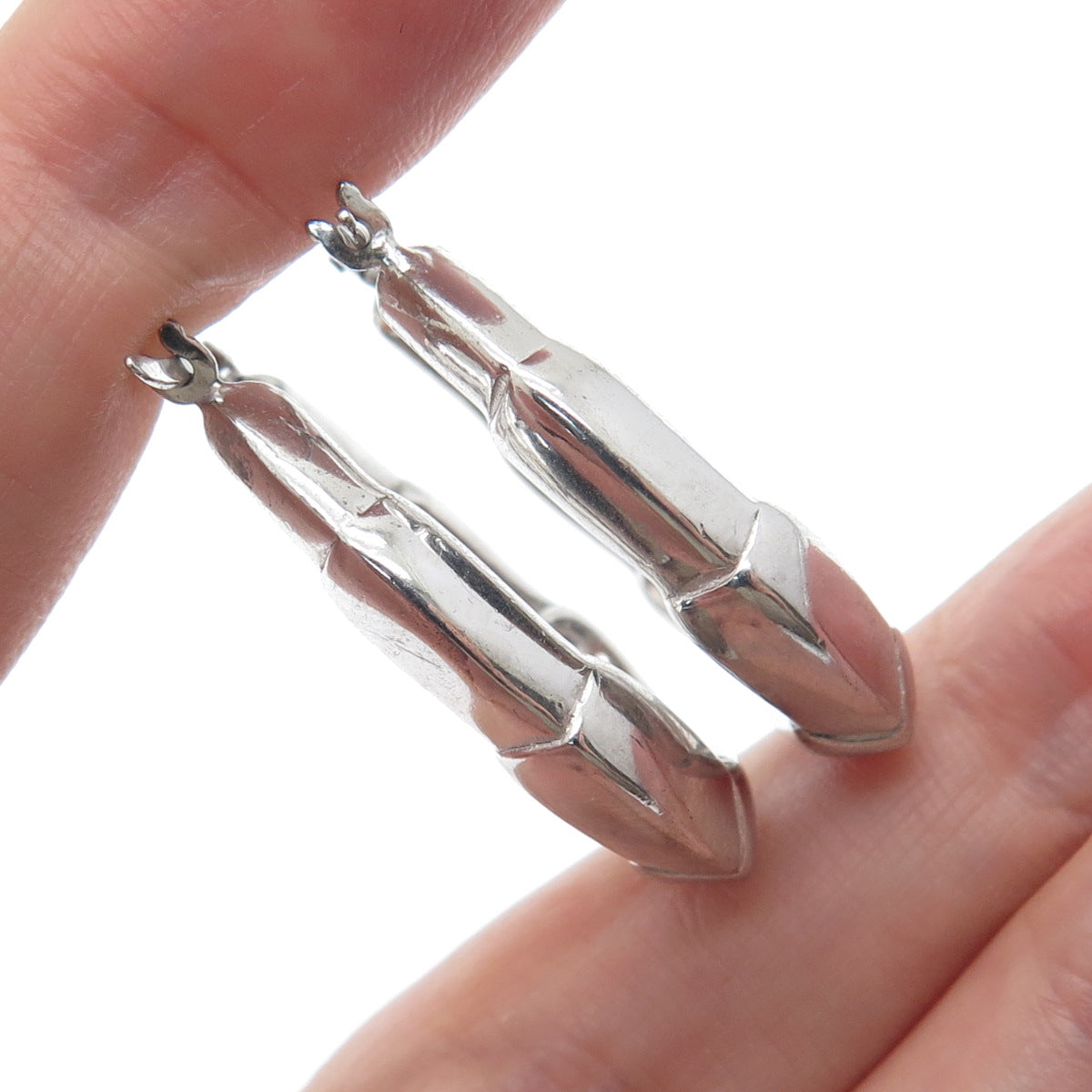 925 Sterling Silver Modernist Hoop Earrings