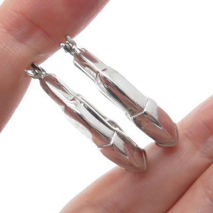 925 Sterling Silver Modernist Hoop Earrings