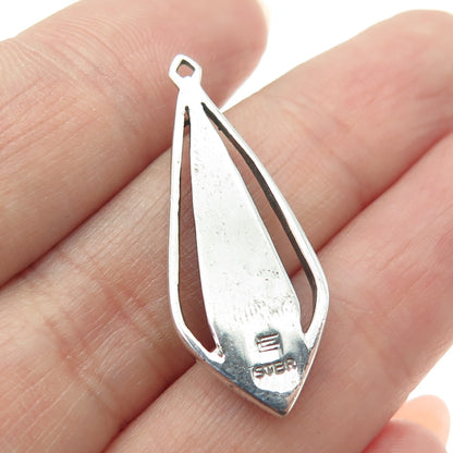 Old Pawn 925 Sterling Silver Vintage Southwestern Turquoise Inlay Tribal Pendant