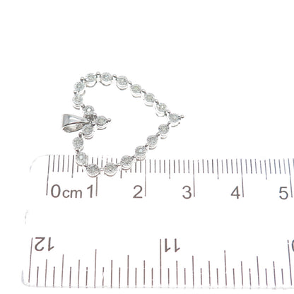 925 Sterling Silver Real Round-Cut Diamond Heart Charm Pendant