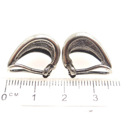 ESPO SIG Joseph Esposito Sterling Silver Vintage Petal Oxidized Clip On Earrings