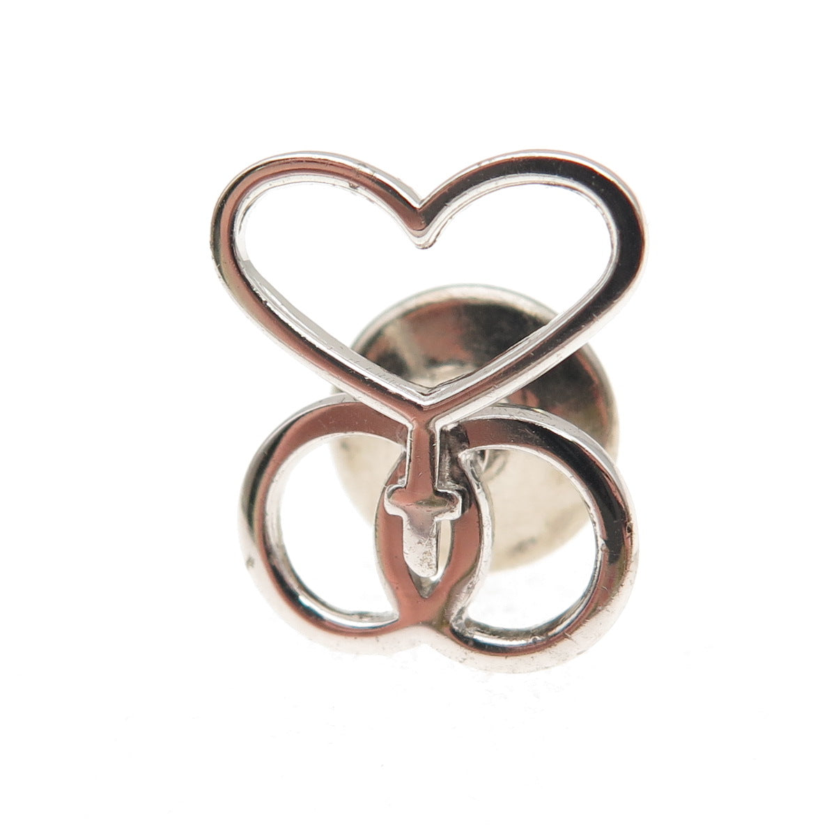 Dieges & Clust 925 Sterling Silver Vintage Unity Heart Cross Tie Tack Lapel Pin