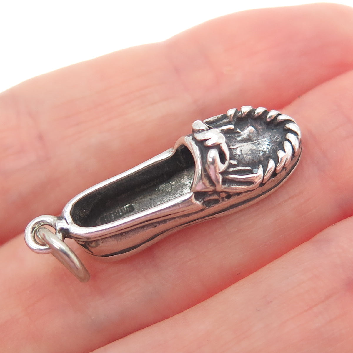 SUNWEST 925 Sterling Silver Vintage Ladies Shoe Oxidized Charm Pendant