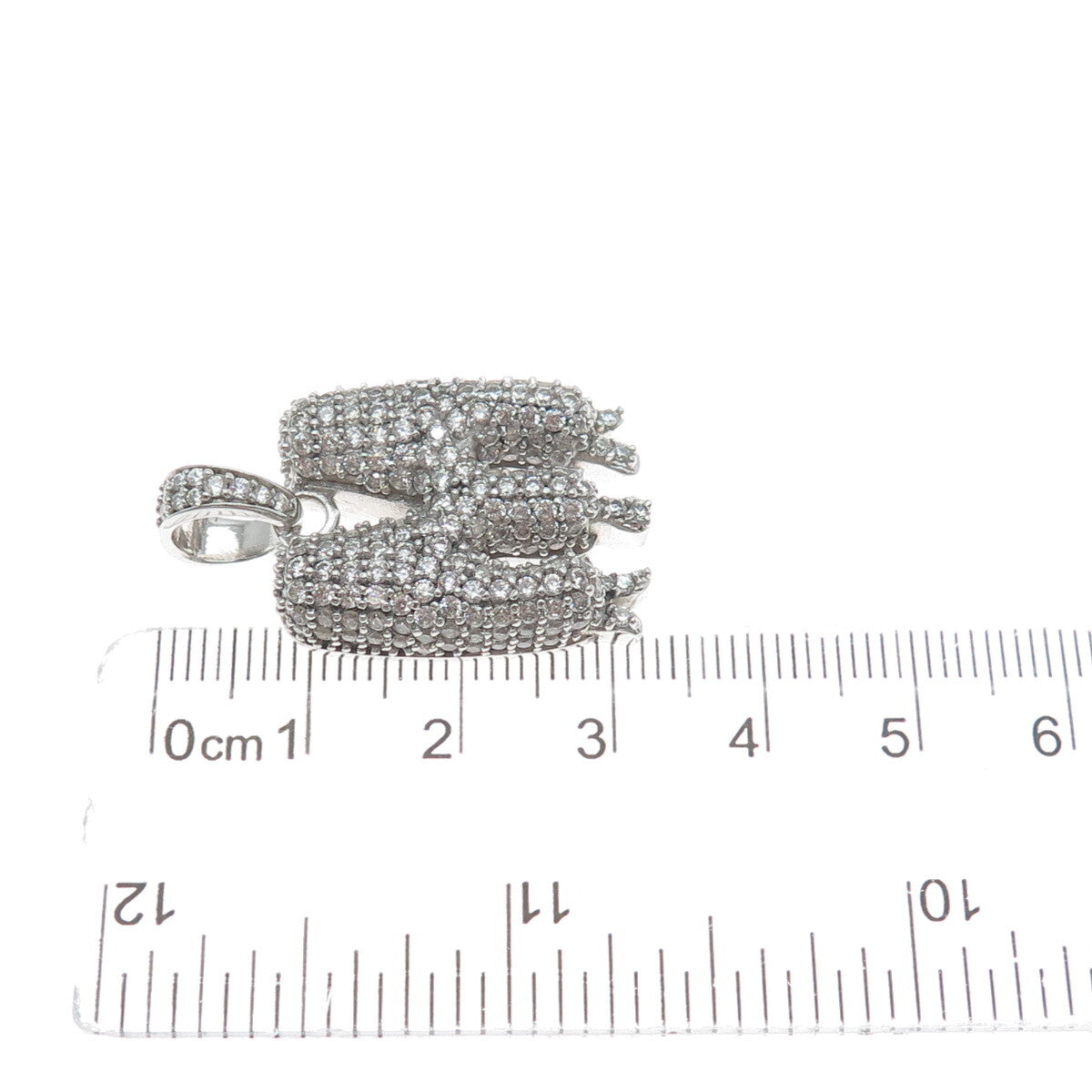 925 Sterling Silver Round-Cut C Z Sparkle Melted Letter M Initial Charm Pendant