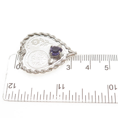 925 Sterling Silver Vintage Rhinestone A Date To Remember Heart Charm Pendant