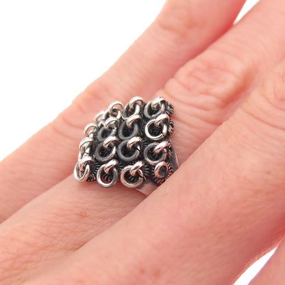 830 Silver Vintage IF Scandinavia Modernist Cannetille Oxidized Ring Size 4.75