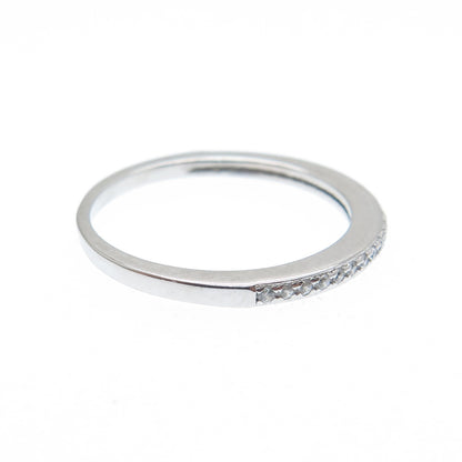925 Sterling Silver Round-Cut C Z Stackable Half Eternity Band Ring Size 6