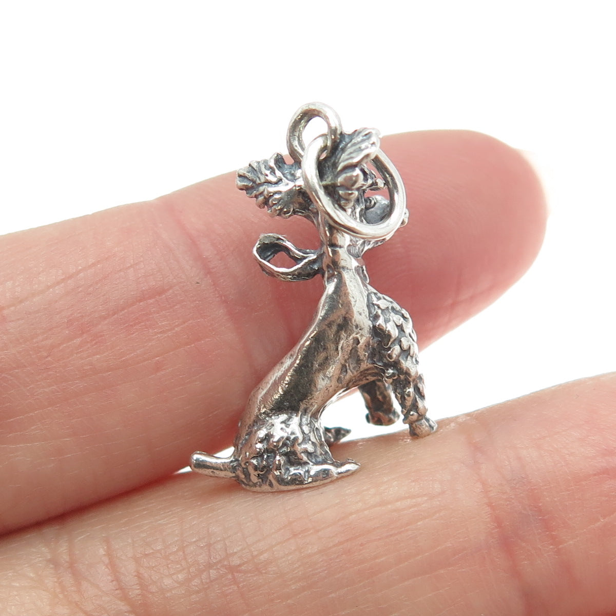 925 Sterling Silver Vintage French Poodle Dog 3D Charm Pendant