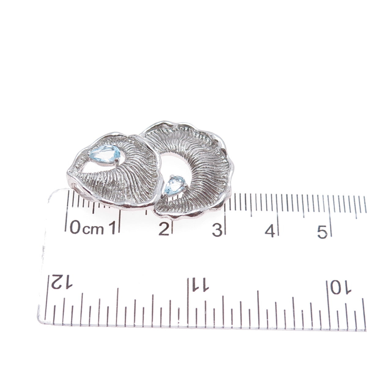 925 Sterling Silver Vintage Real Blue Topaz Modernist Slide Pendant