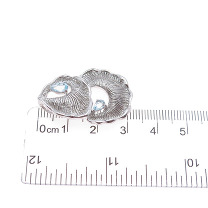 925 Sterling Silver Vintage Real Blue Topaz Modernist Slide Pendant