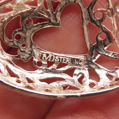 925 Sterling Silver Vintage Ornate Open Heart Slide Pendant