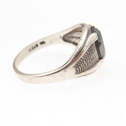 Wheeler Mfg Old Pawn 925 Sterling Silver Vintage Hematite Tribal Ring Size 11