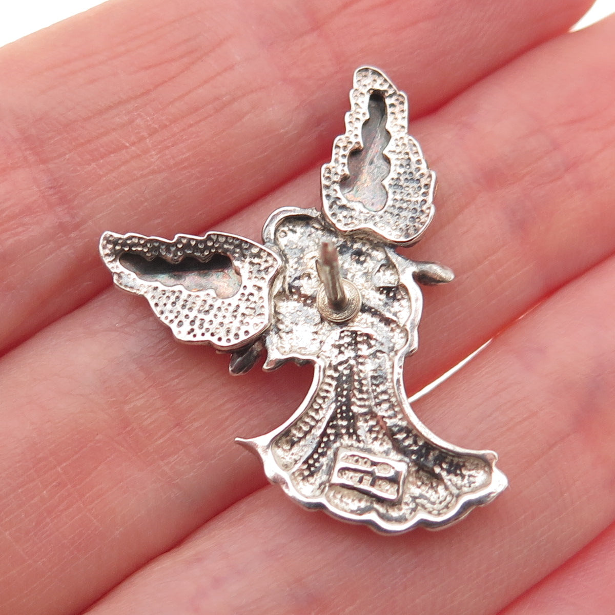 Coleman Co. 925 Sterling 12K Rose & Yellow Gold Vintage Guardian Angel Lapel Pin