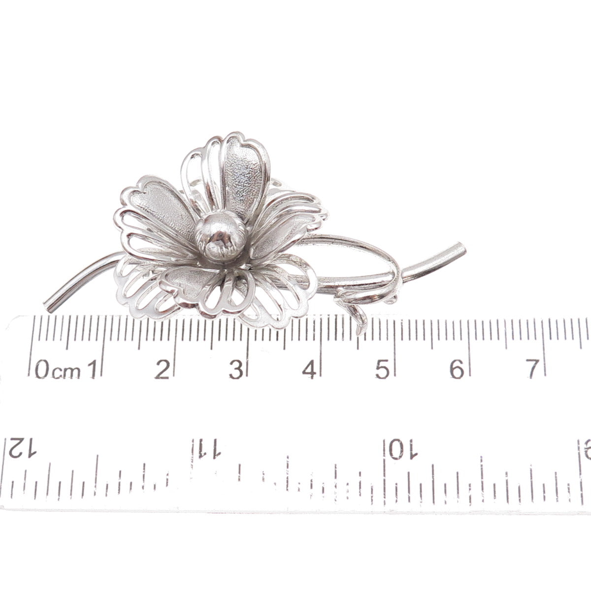 Forstner 925 Sterling Silver Antique Art Deco Flower Pin Brooch