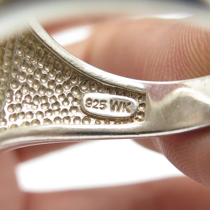 WHITNEY KELLY 925 Sterling Silver Vintage Real MOP Chain Ring Size 10.25