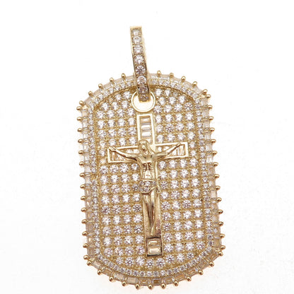 925 Sterling Silver Gold Plated C Z Crucifix Cross Pendant
