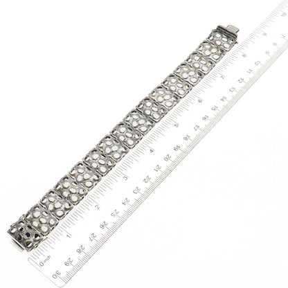 925 Sterling Silver Vintage AR Germany Modernist Panel Link Bracelet 8.25"