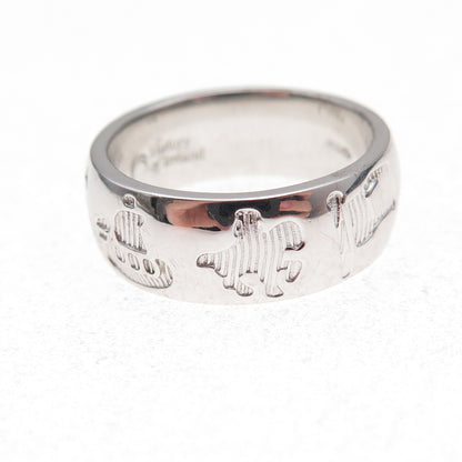 Solvar 925 Sterling Silver History of Ireland Band Ring Size 7.5